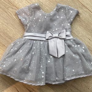 Nanette Lepore baby girls sequin fancy formal dress in silver grey